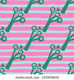 Strange shapes flower seamless pattern. Contemporary botanical floral ornament. Creative plants endless wallpaper. Simple design for fabric, textile print, wrapping paper, cover. Vector illustration