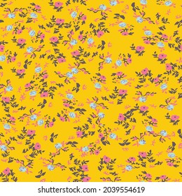 flores pequeñas extrañas. flores de fondo amarillas. flores pequeñas. diseño de ropa. 