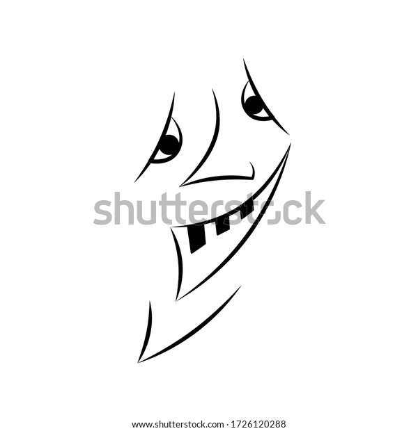 Strange Smile Portrait Girl Face Illustration Stock Vector (Royalty ...