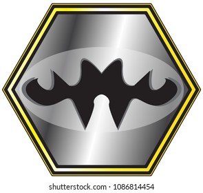 A strange symbol design with a shadow isolated on a white background