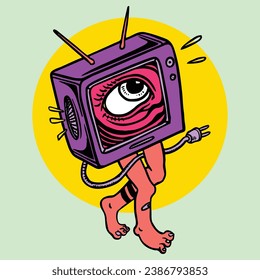 Strange television running cheerfully, great for decorating your room or on your merch. Gives a cool look