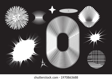 Strange Vector Shapes Collection. Geometric figures, distortion, variety of kinks and transformations. Shapes are great for  web pages social media t-shirts sci-fi scenes postcards logos