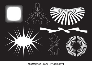 Strange Vector Shapes Collection. Geometric figures, distortion, variety of kinks and transformations. Shapes are great for  web pages social media t-shirts sci-fi scenes postcards logos