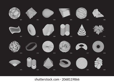 Strange Vector Shapes Collection. Geometric figures, distortion, variety of kinks and transformations. Shapes are great for  web pages social media t-shirts sci-fi scenes postcards logos