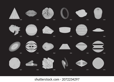 Strange Vector Shapes Collection. Geometric figures, distortion, variety of kinks and transformations. Shapes are great for  web pages social media t-shirts sci-fi scenes postcards logos