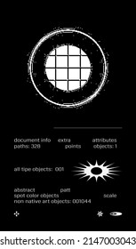 Plantilla de póster de formas vectoriales extrañas. Cifras geométricas, distorsión, variedad de tintas y transformaciones. Las formas son excelentes para páginas web camisetas de medios sociales escenas de ciencia ficción logotipos de postales