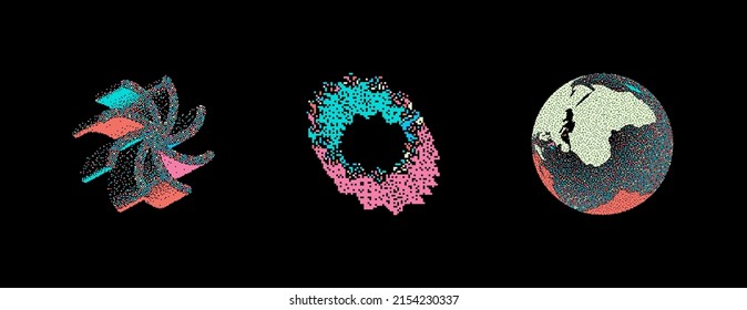 Strange Vector Shapes set. Geometric figures, distortion, variety of kinks and transformations. Shapes are great for  web pages social media t-shirts sci-fi scenes postcards logos