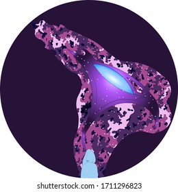 a stranger in a cloak examines space vector