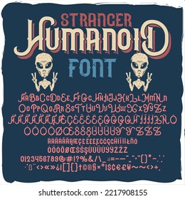 Stranger humanoid font with aliens