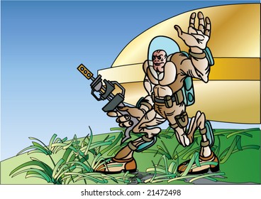 Stranger on earth. Danger. Vector.