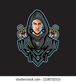 A stranger stands with a sword on his back vector