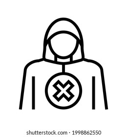 stranger thief prohibition children line icon vector. stranger thief prohibition children sign. isolated contour symbol black illustration