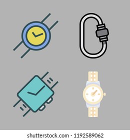 strap icon set. vector set about wristwatch and carabiner icons set.