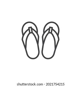 Strap sandal line icon. linear style sign for mobile concept and web design. Flip flops slippers outline vector icon. Symbol, logo illustration. Vector graphics