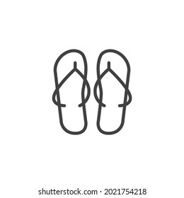 Icono de la línea de sandalias. signo de estilo lineal para concepto móvil y diseño web. Flip flops slippers contorno icono vector. Símbolo, ilustración del logotipo. Gráficos vectoriales