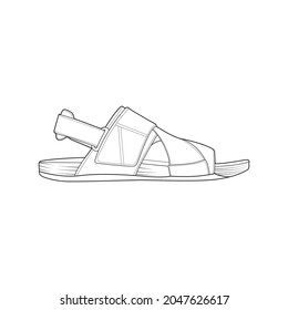 Strap Sandal Outline Drawing Vector Strap Stock Vector (Royalty Free ...