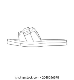 strap sandal outline drawing vector, strap sandal  in a sketch style, trainers template outline, vector Illustration.