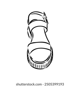 strap sandal outline drawing vector, strap sandal in a sketch style,