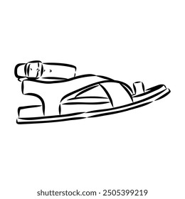 strap sandal outline drawing vector, strap sandal in a sketch style,