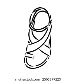 strap sandal outline drawing vector, strap sandal in a sketch style,