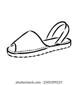 strap sandal outline drawing vector, strap sandal in a sketch style,