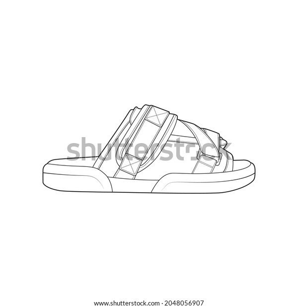 Strap Sandal Outline Drawing Vector Strap Stock Vector (Royalty Free ...