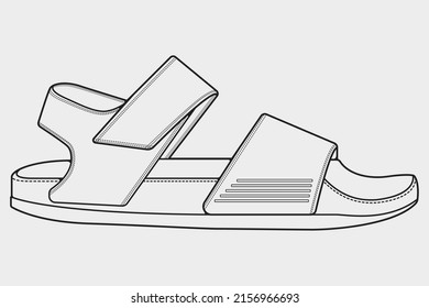 Strap Sandals Outline Drawing Vector Strap Stock Vector (Royalty Free ...
