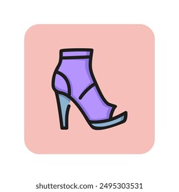 Strap shoe line icon. Platform, high heel, sandal. Footwear concept. Can be used for topics like glamour, fashion, summer outfit