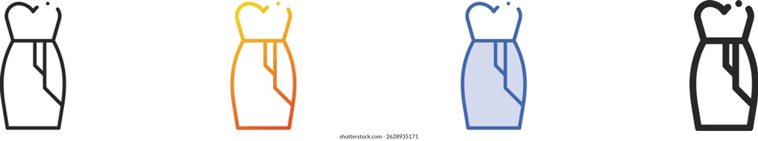 strapless dress icon.Thin Linear, Gradient, Blue Stroke and bold Style Design Isolated On White Background