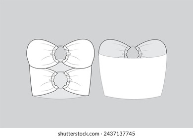 Ilustración de moda técnica ilustración de moda superior ilustración de moda superior Tops dibujar vector