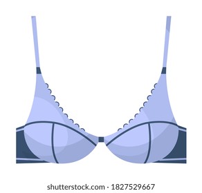 Strapped bra. Buckle front strapped bra isolated on white background. Woman shapewear vector illustration