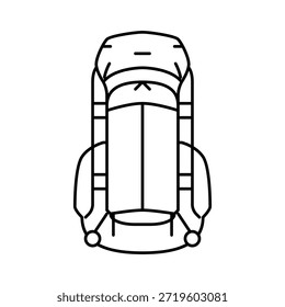alças caminhando mochila ícone de linha vetor. alças caminhando mochila sinal. isolado contorno símbolo ilustração preta
