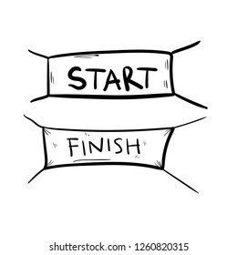 strart finish doodle icon vector 