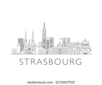 Strasbourg cityscape illustration skyline drawing