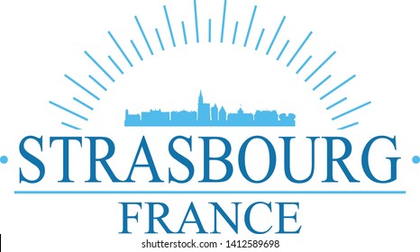 Strasbourg France. Banner Design. City Skyline. Silhouette Vector. Famous Monuments.