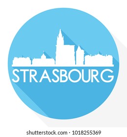 Strasbourg France Flat Icon Skyline Silhouette Design City Vector Art 