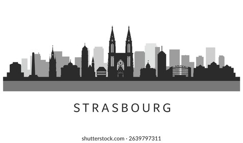 Strasbourg Skyline France Vector Silhouette.