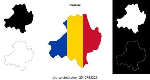 Straseni blank outline map set