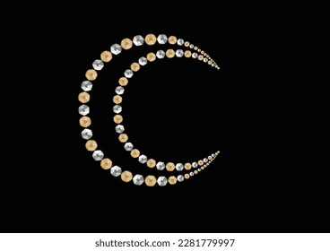 strass moon and sun design hand drawn