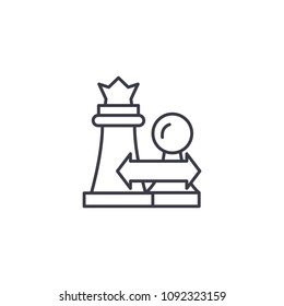 Strategic actions linear icon concept. Strategic actions line vector sign, symbol, illustration.