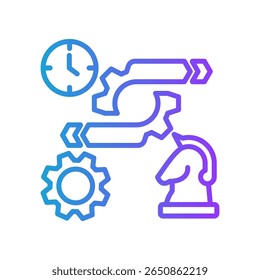 Ilustración vectorial de degradado de línea de icono de agilidad estratégica