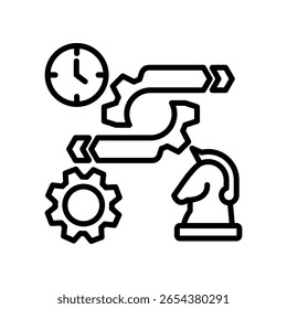 Ilustración vectorial de línea de ícono de agilidad estratégica