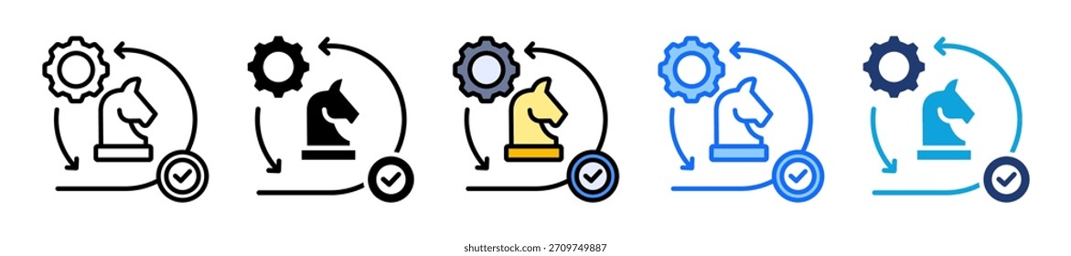 Conjunto de iconos de agilidad estratégica Ilustración vectorial de Colección de estilo múltiple