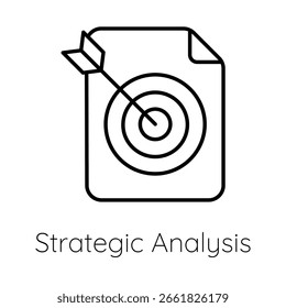 Análisis estratégico, Revisión de datos, Evaluación de objetivos, Icono de planificación de negocios, Vector de investigación de mercado