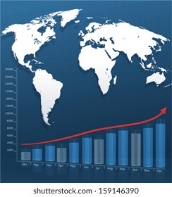 Strategic background with a paper map of the world. business template, infographics, concept, for presentations