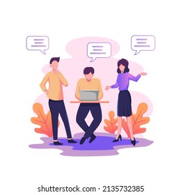 strategic business planning discussion vector flat illustration design