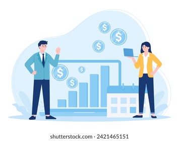 strategic business planning mission vision competitive intelligence goals philosophy brand success trending concept flat illustration