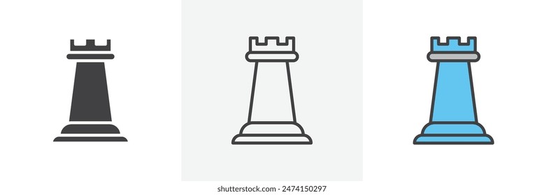 Strategic Chess Rook Icon Set. Vector of a Chess Castle.