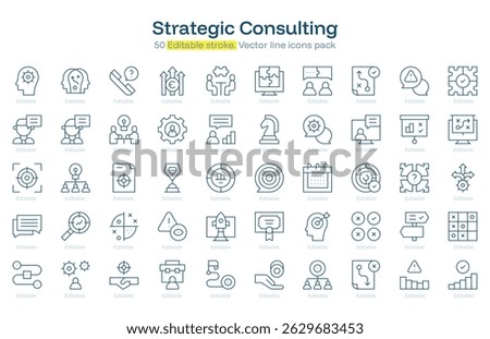 Strategic Consulting line icon pack. Strategic Consulting Stroke icon set. Editable Stroke icon
