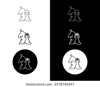 Strategic Decision-Making Icon – Monoline Custom Hand-Drawn Style with Editable Stroke. Chess Piece and Business Tactics Illustration.